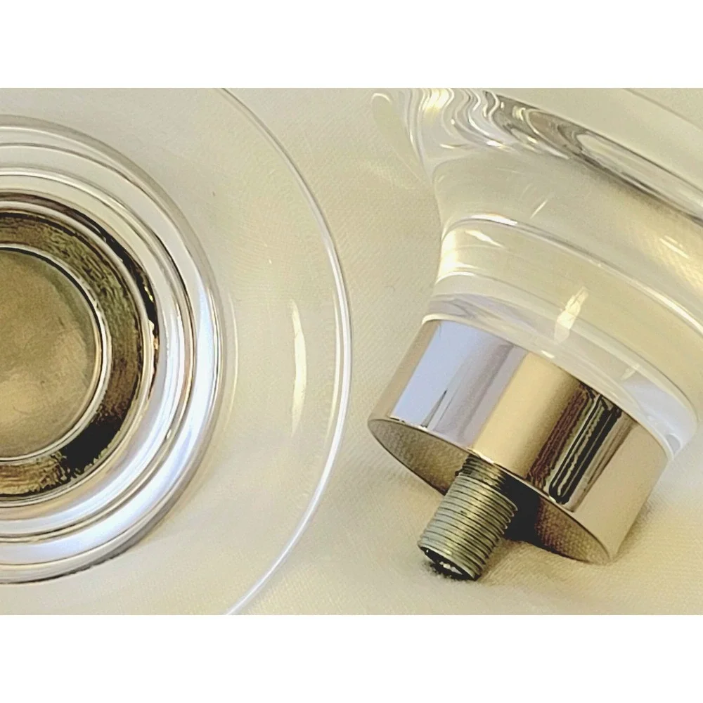 pair of Restoration Hardware Bayonne chrome finish crystal glass finials new